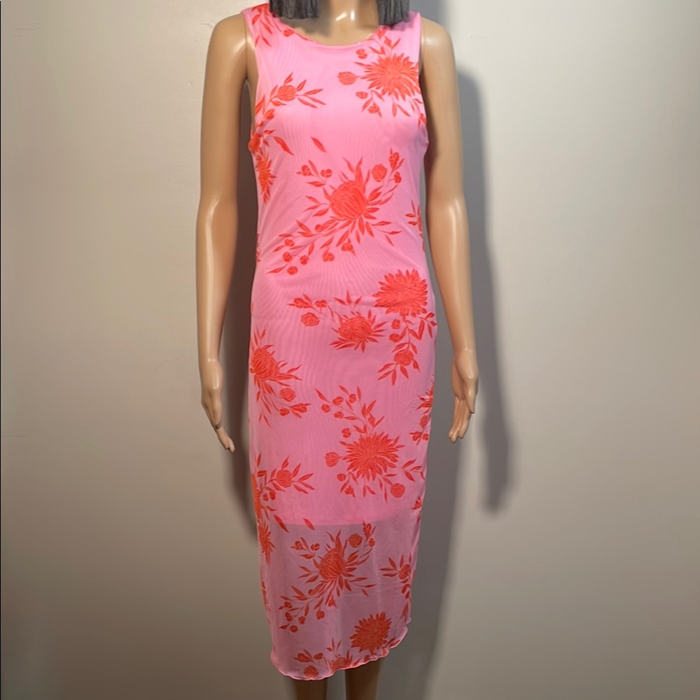 Floral Mesh Sheath Dress - NWOT